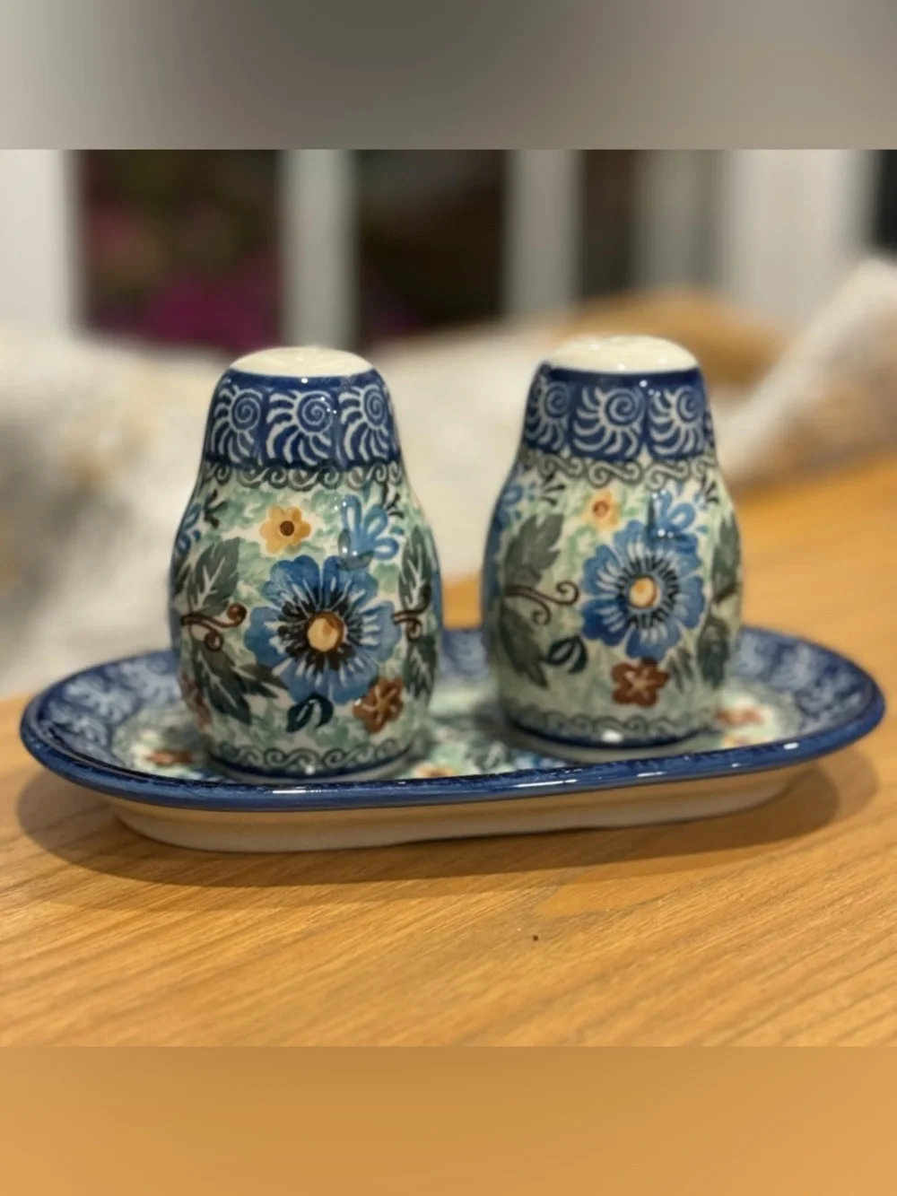 Handmade Polish  Pottery Salt & Pepper Shaker Set Stoneware  Unikat